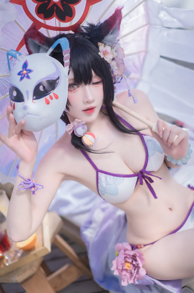 阿包也是兔娘#蔚蓝档案 狐坂若藻 水着--美丽佳人！