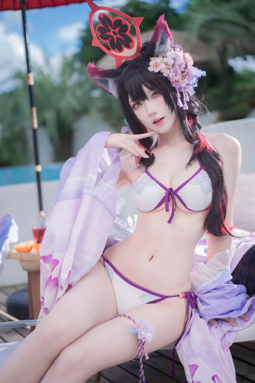 阿包也是兔娘#蔚蓝档案 狐坂若藻 水着--美丽佳人！