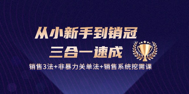 从小新手到销冠三合一速成：销售3法+非暴力关单法+销售系统挖需课 (27节)158 作者:福缘创业网 帖子ID:109555