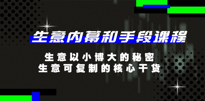 生意内幕和手段课程，生意以小博大的秘密，生意可复制的核心干货（20节）8067 作者:福缘创业网 帖子ID:110088