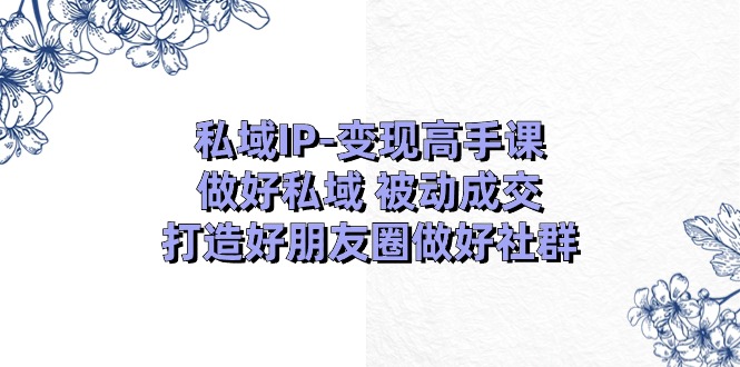 私域IP变现高手课：做好私域被动成交，打造好朋友圈做好社群（18节）9577 作者:福缘创业网 帖子ID:110223